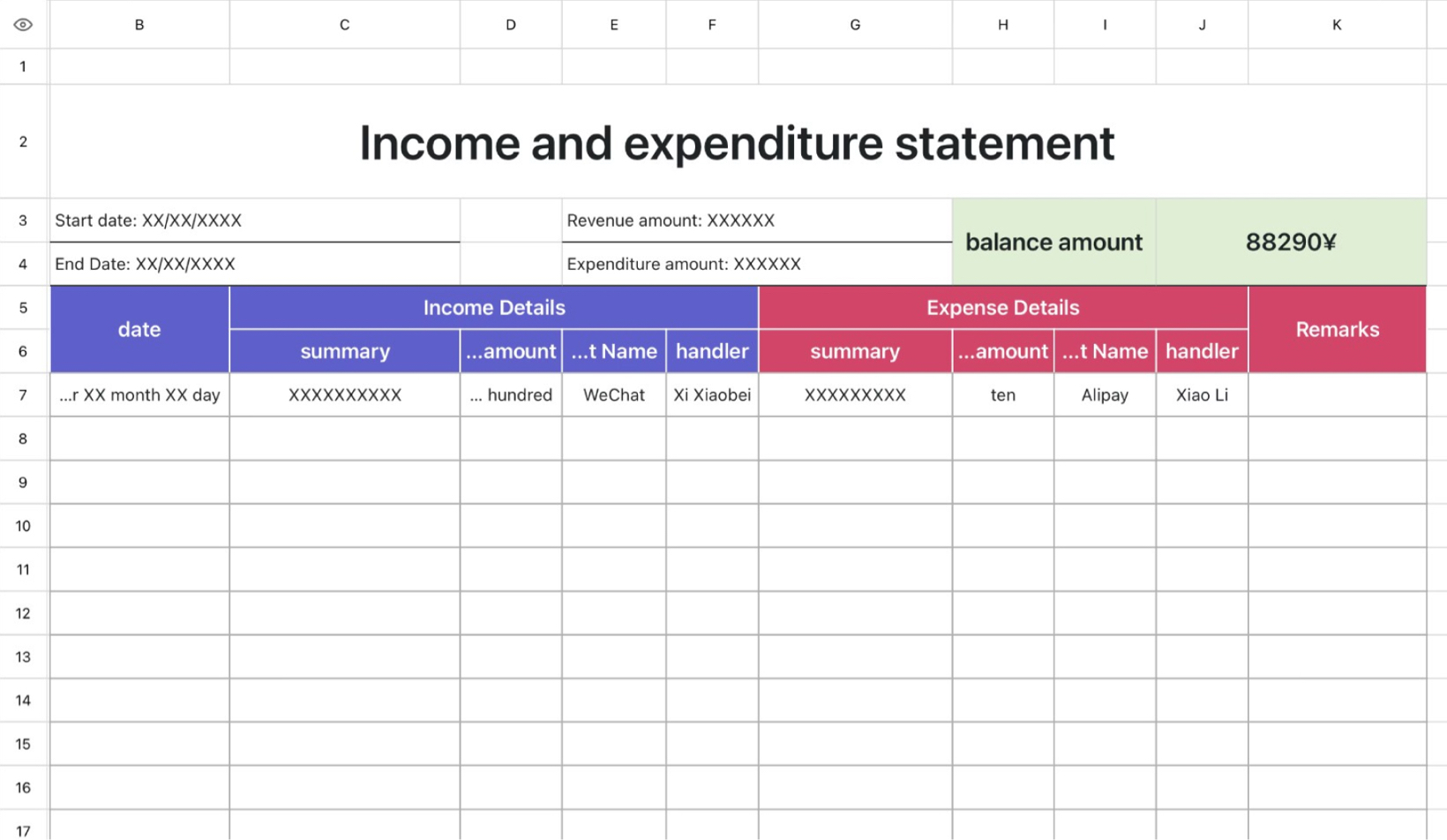 Income and expenditure statement 1